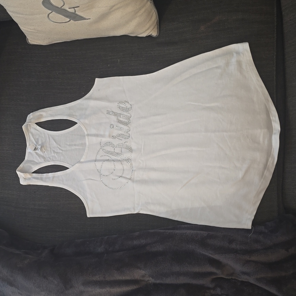 Bride rhinestone small white tank